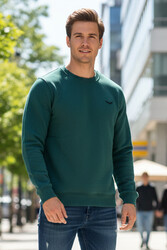 Remsa - Men's Crew Neck Cotton Sweatshirt 0319 Emerald Green