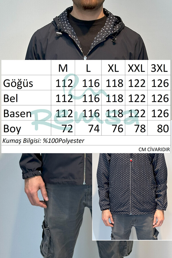 Men's Double-Sided Seasonal Jacket Top REU-24726 Navy - Thumbnail