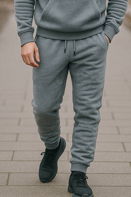 Remsa - Men's Elastic Waist Sweatpants with Zipper Pockets, Three-Thread Yarn, Striped Sweatpants 0341 Anthracite