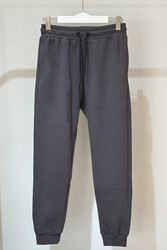 Remsa - Men's Fleece-Lined Sweatpants with Elastic Waistband and 3 Pockets 8001 Charcoal Grey