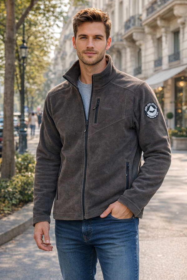 Men's Fleece Zip-Front Outer Jacket 9512 Anthracite - Thumbnail