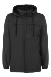 Remsa Spor - Men's Hooded Windproof Fleece-Lined Winter Jacket RMNT01 Black
