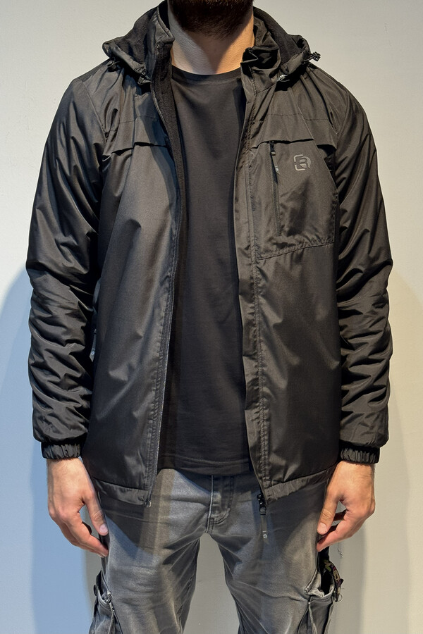 Men's Hooded Winter Parka with Pocket Details - Thumbnail