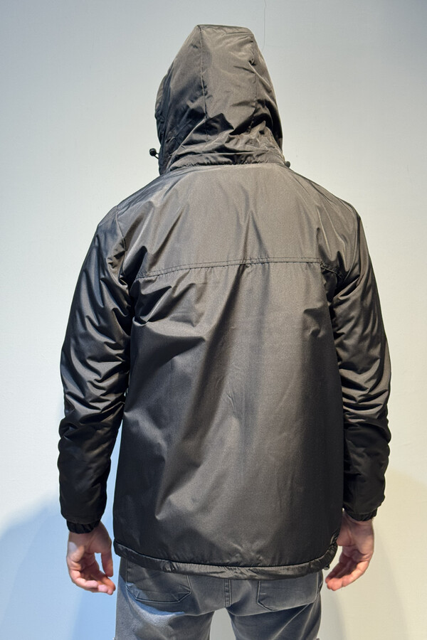 Men's Hooded Winter Parka with Pocket Details - Thumbnail