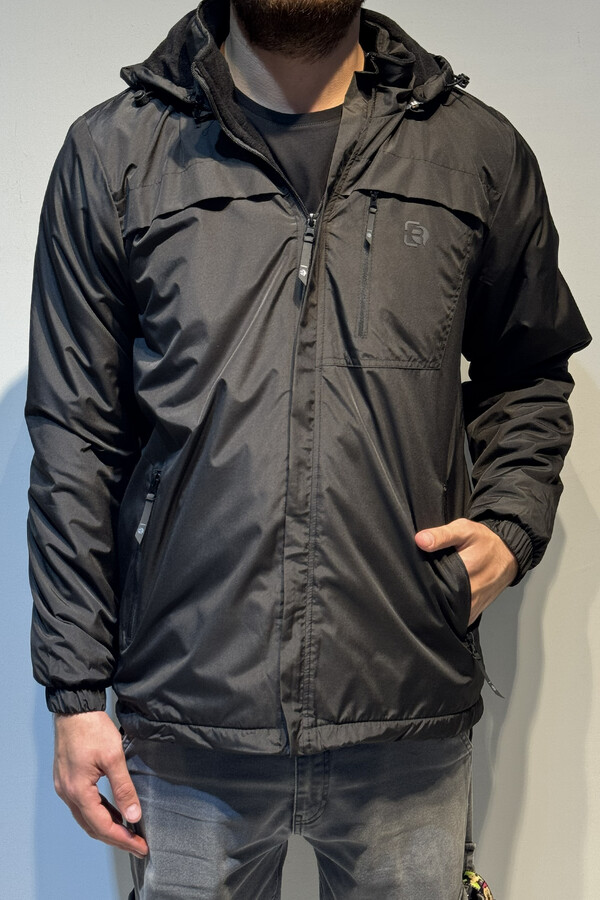 Men's Hooded Winter Parka with Pocket Details - Thumbnail