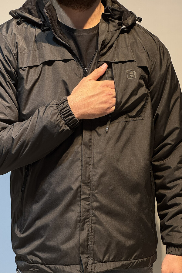 Men's Hooded Winter Parka with Pocket Details - Thumbnail