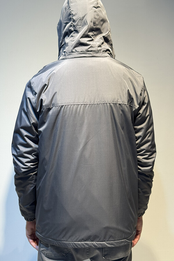Men's Hooded Zip-Up Winter Jacket with Fleece Lining - Thumbnail