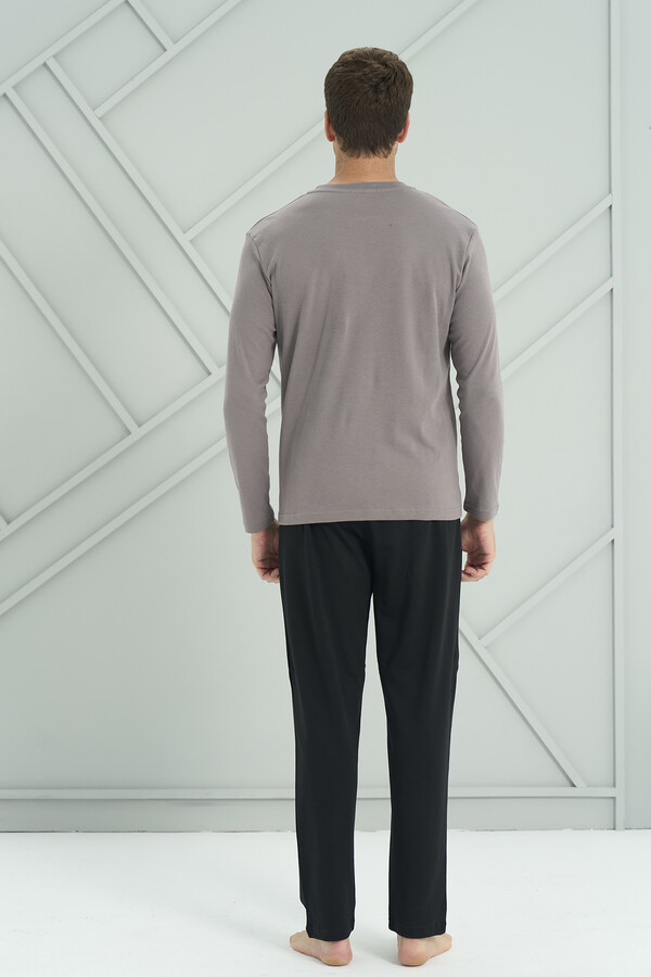 Men's Interlock Knit Long Sleeve Pajama Set 2205 Grey01 - Thumbnail