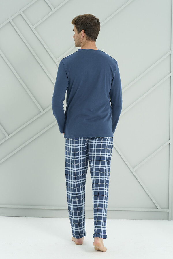 Men's Interlock Knit Long Sleeve Pajama Set 2234 Petrol03 - Thumbnail