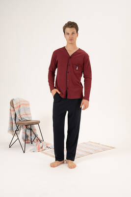 Estiva - Men's Interlock Pajama Set 23410 Burgundy (1) Estiva - Men's Interlock Pajama Set 23410 Burgundy (1)