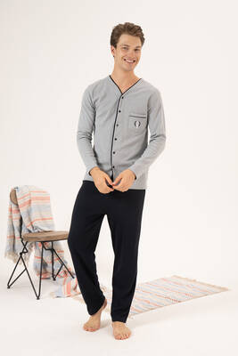 Estiva - Men's Interlock Pajama Set 23410 Gray (1) Estiva - Men's Interlock Pajama Set 23410 Gray (1)
