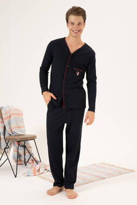 Estiva - Men's Interlock Pajama Set 23410 Navy Blue Estiva - Men's Interlock Pajama Set 23410 Navy Blue