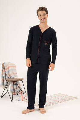 Estiva - Men's Interlock Pajama Set 23410 Navy Blue (1) Estiva - Men's Interlock Pajama Set 23410 Navy Blue (1)
