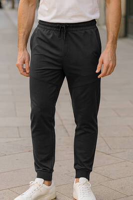 Remsa - Men's Jogger Pants with Cuffs and Zipper Detail 6630 Black