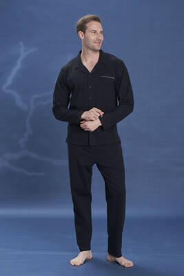 Remsa - Men's Knit Long Sleeve Pajama Set 2142 Black01