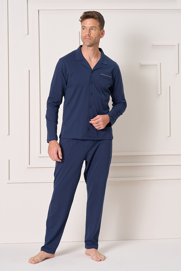 Men's Knit Long Sleeve Pajama Set 2157 Laci03 - Thumbnail