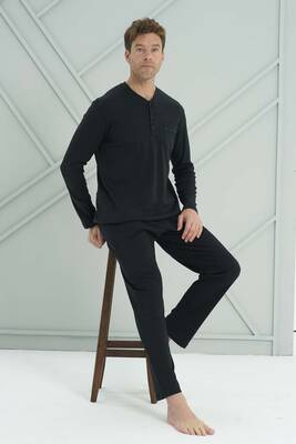 Remsa - Men's Knit Long Sleeve Pajama Set 2207 Black02 (1)
