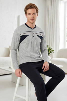 Remsa - Men's Knit Long Sleeve Sweatshirt Pajama Set 2305 Grey