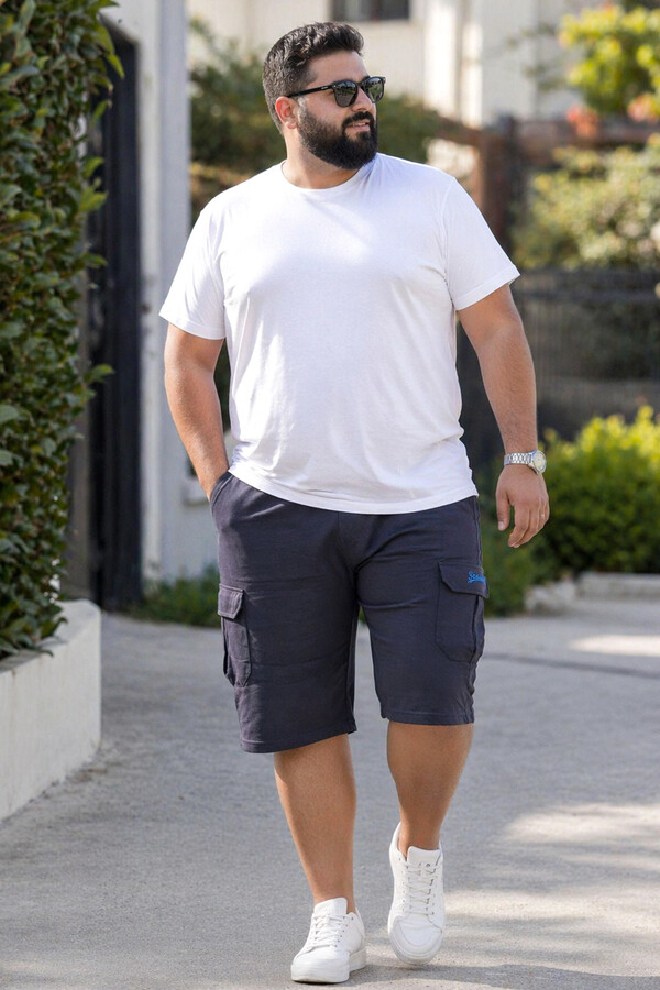 Men's Large Size Cargo Sweatpants in Navy | Remsa Mayo - Thumbnail