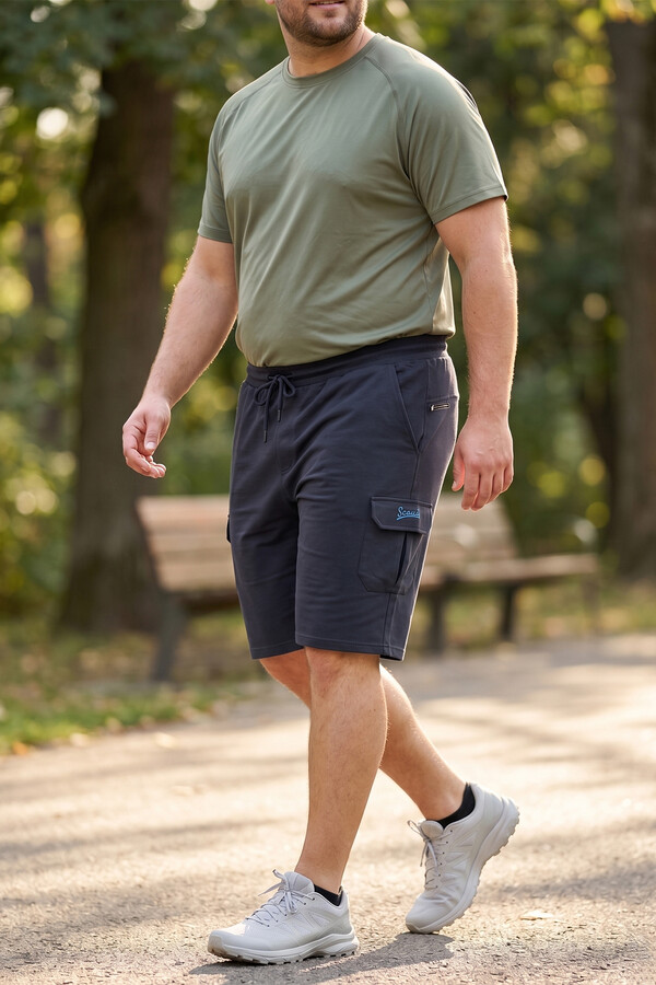 Men's Large Size Cargo Sweatpants in Navy | Remsa Mayo - Thumbnail