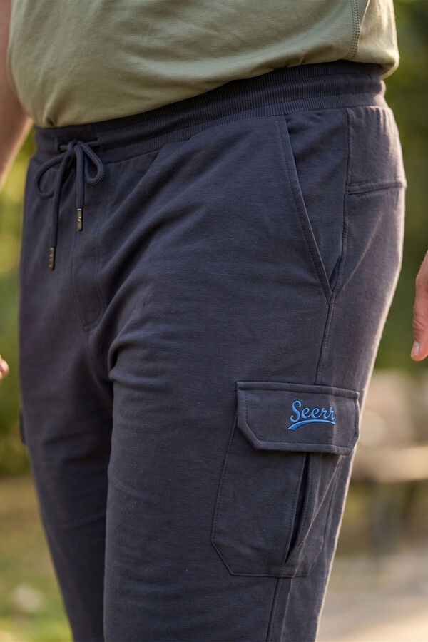 Men's Large Size Cargo Sweatpants in Navy | Remsa Mayo - Thumbnail