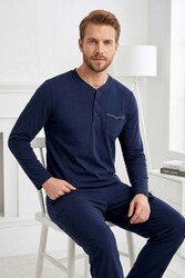 Remsa - Men's Long Sleeve Cotton Spandex Pajama Set 2302 Navy