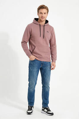 Remsa - Men's Marbled Inner Hooded Cotton Sweatshirt 7090 Taupe (1)