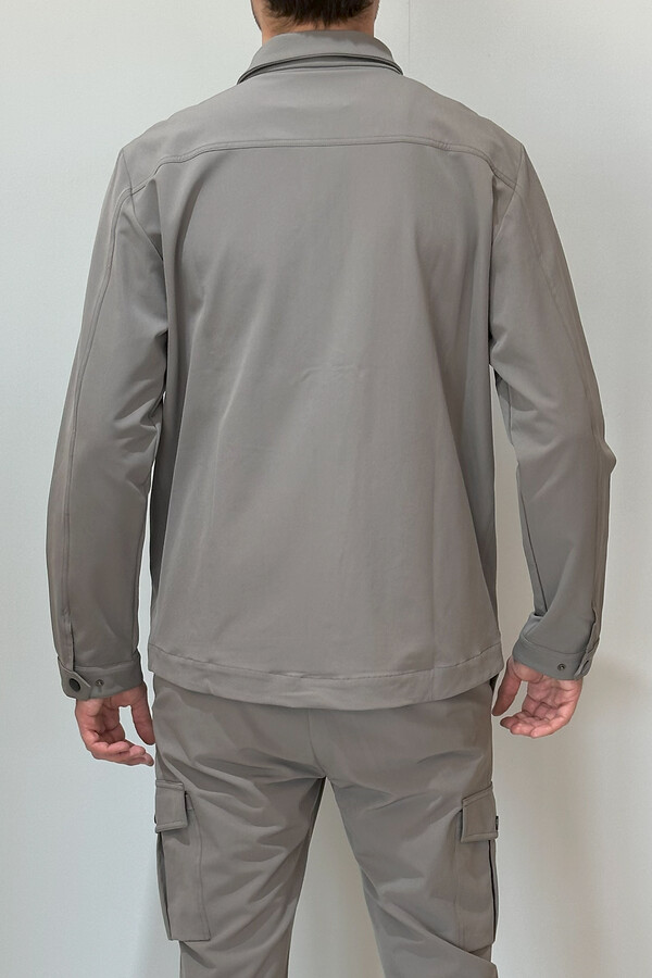 Men's Modern Zippered Jacket 24720 Beige - Thumbnail