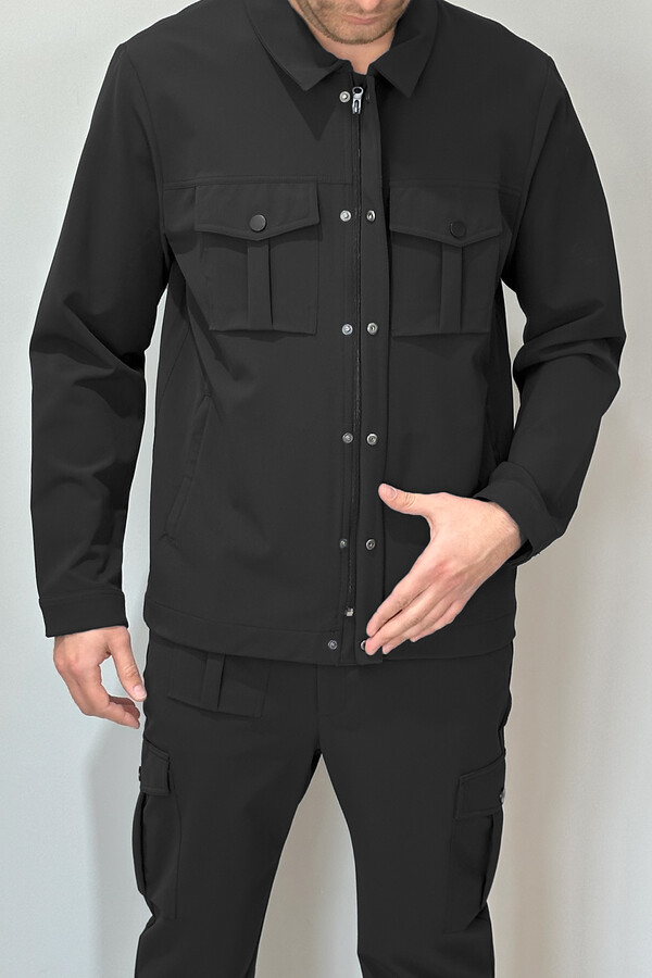 Men's Modern Zippered Top Black - Thumbnail