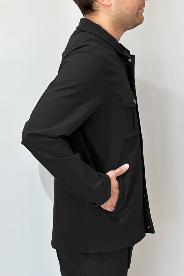 Men's Modern Zippered Top Black - Thumbnail