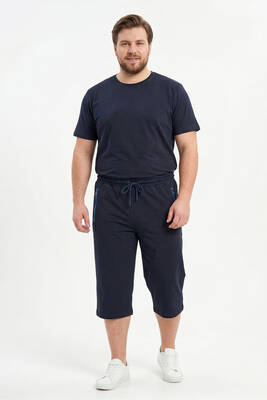 Remsa - Men's Navy Relaxed Fit Capri Shorts 6494 (1)