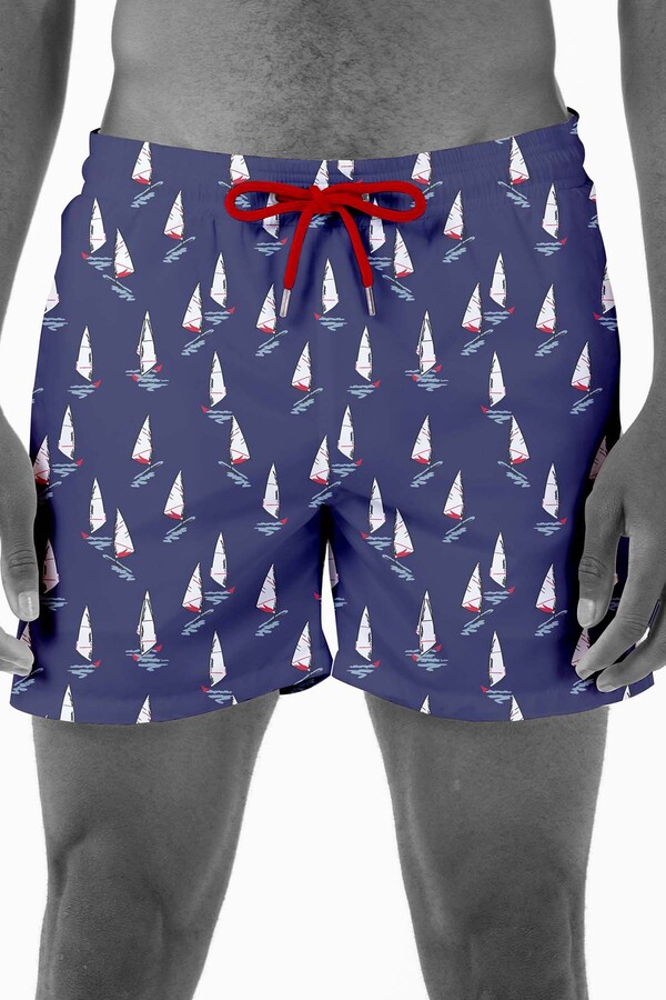 Men's Pool and Sea Patterned Shorts 018 Navy Blue - Thumbnail