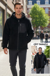 Remsa - Men's Plush Jacket with Hood and Double Pockets 25725 Black