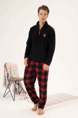 Estiva - Men's Polar Zip Pajama Set 24426 Black Estiva - Men's Polar Zip Pajama Set 24426 Black
