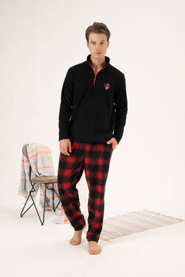 Estiva - Men's Polar Zip Pajama Set 24426 Black (1) Estiva - Men's Polar Zip Pajama Set 24426 Black (1)
