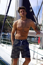 Remsa Mayo - Men's Pool and Beach Shorts Patterned 130 Black