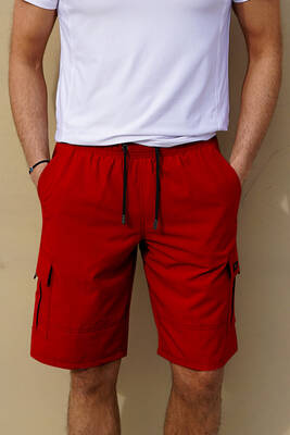 Remsa - Men's Pool Beach Cargo Pocket Shorts Plain 444 Red (1) Remsa - Men's Pool Beach Cargo Pocket Shorts Plain 444 Red (1)