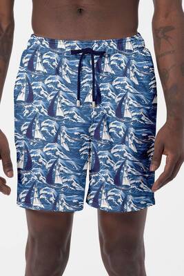 Remsa - Men's Pool Sea Patterned Shorts 026 Navy Blue