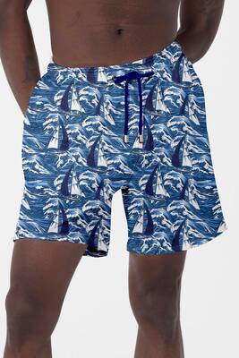 Remsa - Men's Pool Sea Patterned Shorts 026 Navy Blue (1)