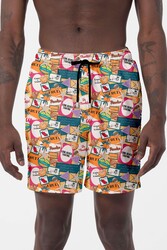 Remsa Mayo - Men's Pool Sea Patterned Shorts 028 White