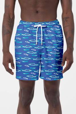 Remsa - Men's Pool Sea Patterned Shorts 029 Blue Remsa - Men's Pool Sea Patterned Shorts 029 Blue