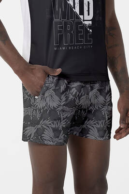 Remsa - Men's Pool Swim Shorts Patterned 202 Black Remsa - Men's Pool Swim Shorts Patterned 202 Black