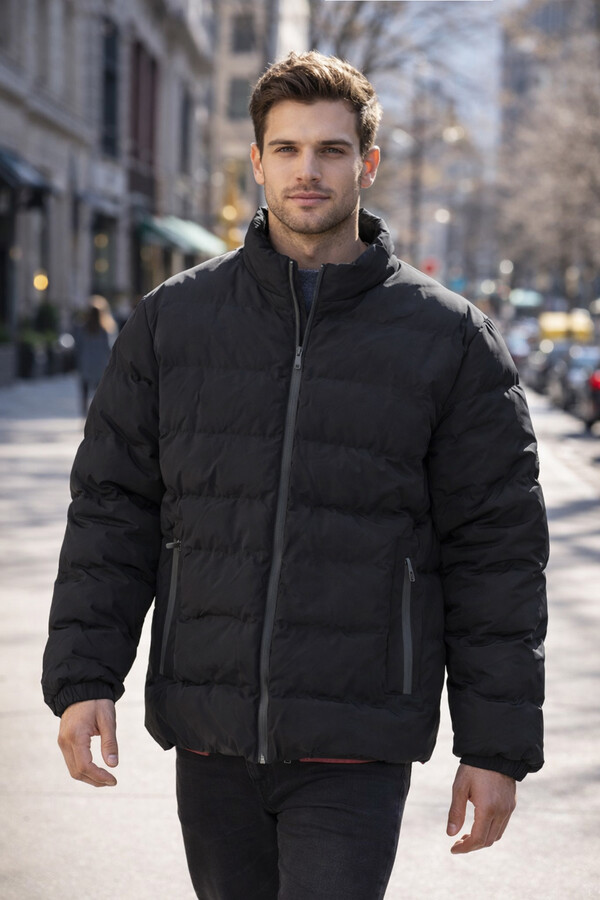 Men's Puffer Vest with Inner Lining 7070 Black - Thumbnail