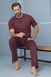 Aydogan - Men's Short Sleeve Cotton Pajama Set 7969 Burgundy01