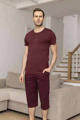 Aydogan - Men's Short Sleeve Modal Pajama Set 260027 Burgundy (1)