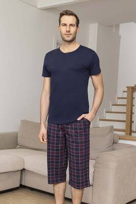 Aydogan - Men's Short Sleeve Modal Pajama Set 260031 Navy01