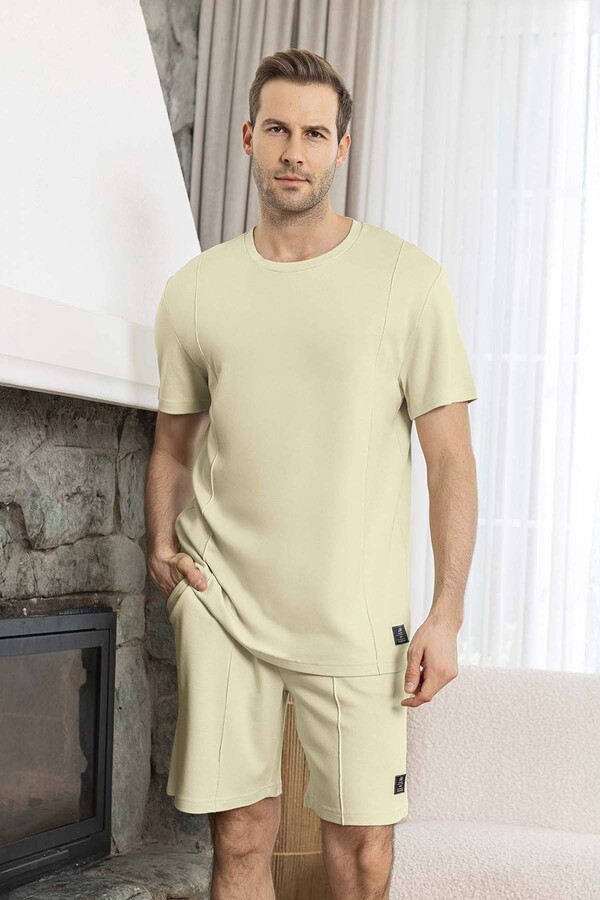 Men's Short Sleeve Shorts Bamboo Pajama Set 260017 Mint - Thumbnail