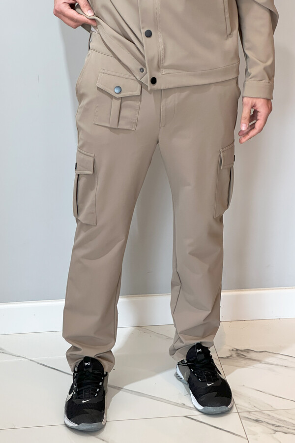 Men's Snap Button Pants 24720 Beige - Thumbnail