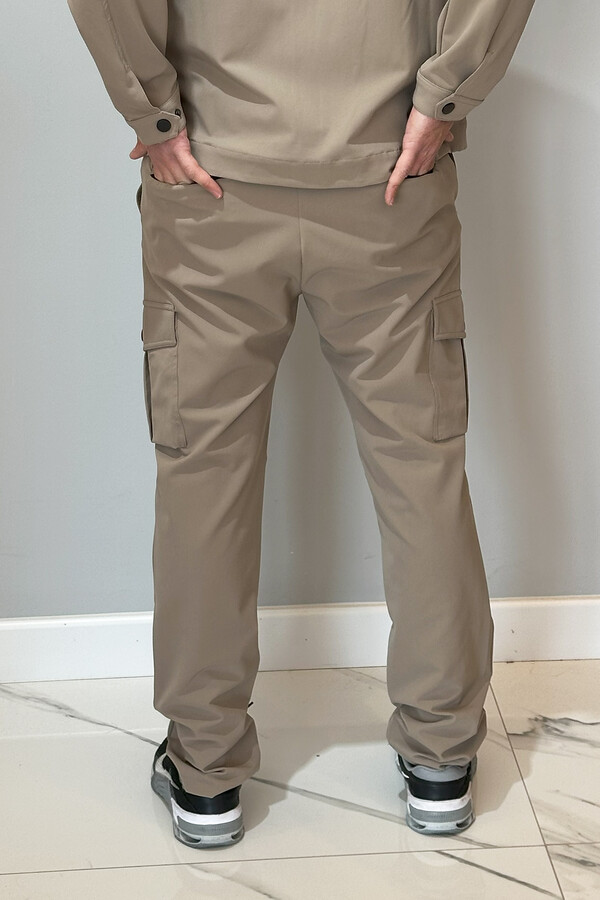 Men's Snap Button Pants 24720 Beige - Thumbnail