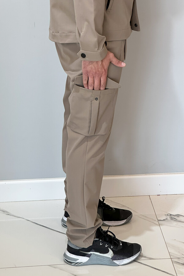 Men's Snap Button Pants 24720 Beige - Thumbnail